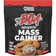 BOA Snakebite Mass Gainer Powder 64g Protein, 126g Carbs & 5g Creatine Per Serving High Calorie Weight Gainer for Muscle Growth & Recovery Chocolate, Vanilla, Cookie Butter Cookie Butter