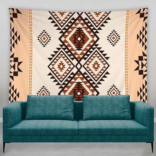 AMFD Tapiz azteca del suroeste nativo americano, étnico, navajo, abstracto, geométrico, tribal, vintage, bohemio, decoración del hogar, arte para