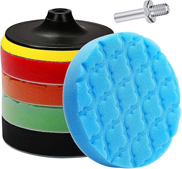 Lasdoloda Buffing Pads & Polishing Pad, Orbital Polishing Pads 5 Inch / 125mm Hook and Loop Car Polishing Kit Buffing Wheel for Drill, Body Repair Buffing & Polishing Pads Buffer Pads with M14
