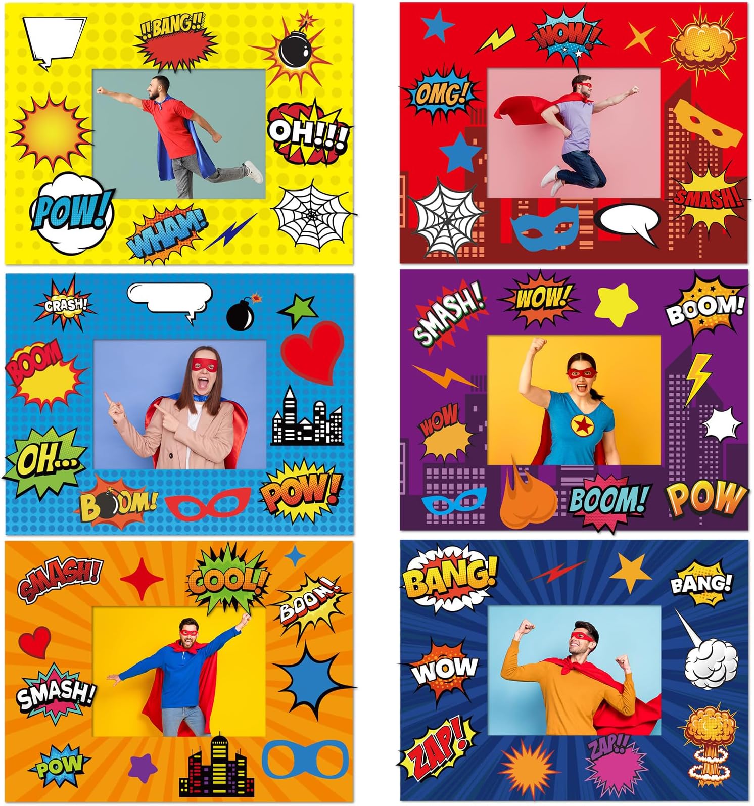 chiazllta 30 Pack Super Theme Hero DIY Picture Frame Craft Kit Fashion Hero DIY Photograph Craft Hero Stickers for Hero Art Craft Home Game Activities