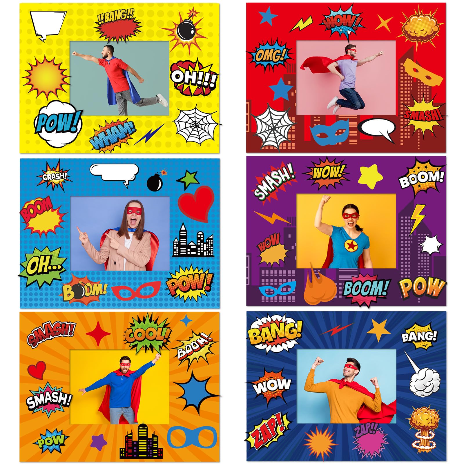 chiazllta 30 Pack Super Theme Hero DIY Picture Frame Craft Kit Fashion Hero DIY Photograph Craft Hero Stickers for Hero Art Craft Home Game Activities