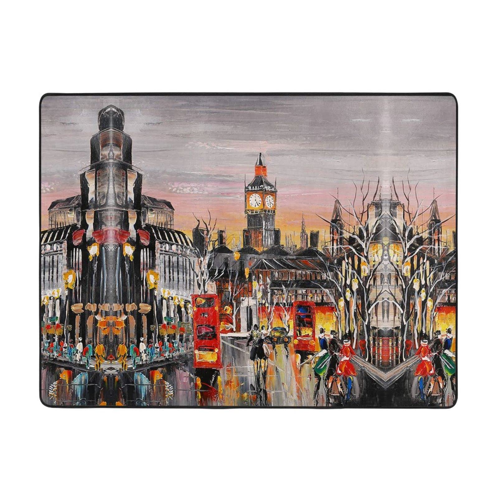 Tapis en flanelle anti-glisse 160x121 cm, tapis peluche pour sécuriser et isoler le salon