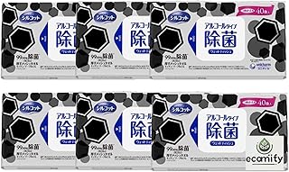 シルコット 99.99% 除菌 ウェットティッシュ アルコールタイプ 詰替40枚入り 6個 セット 厚手 メッシュシート 汚れ落とし 家庭用 使い捨て まとめ買い ユニチャーム ecomify