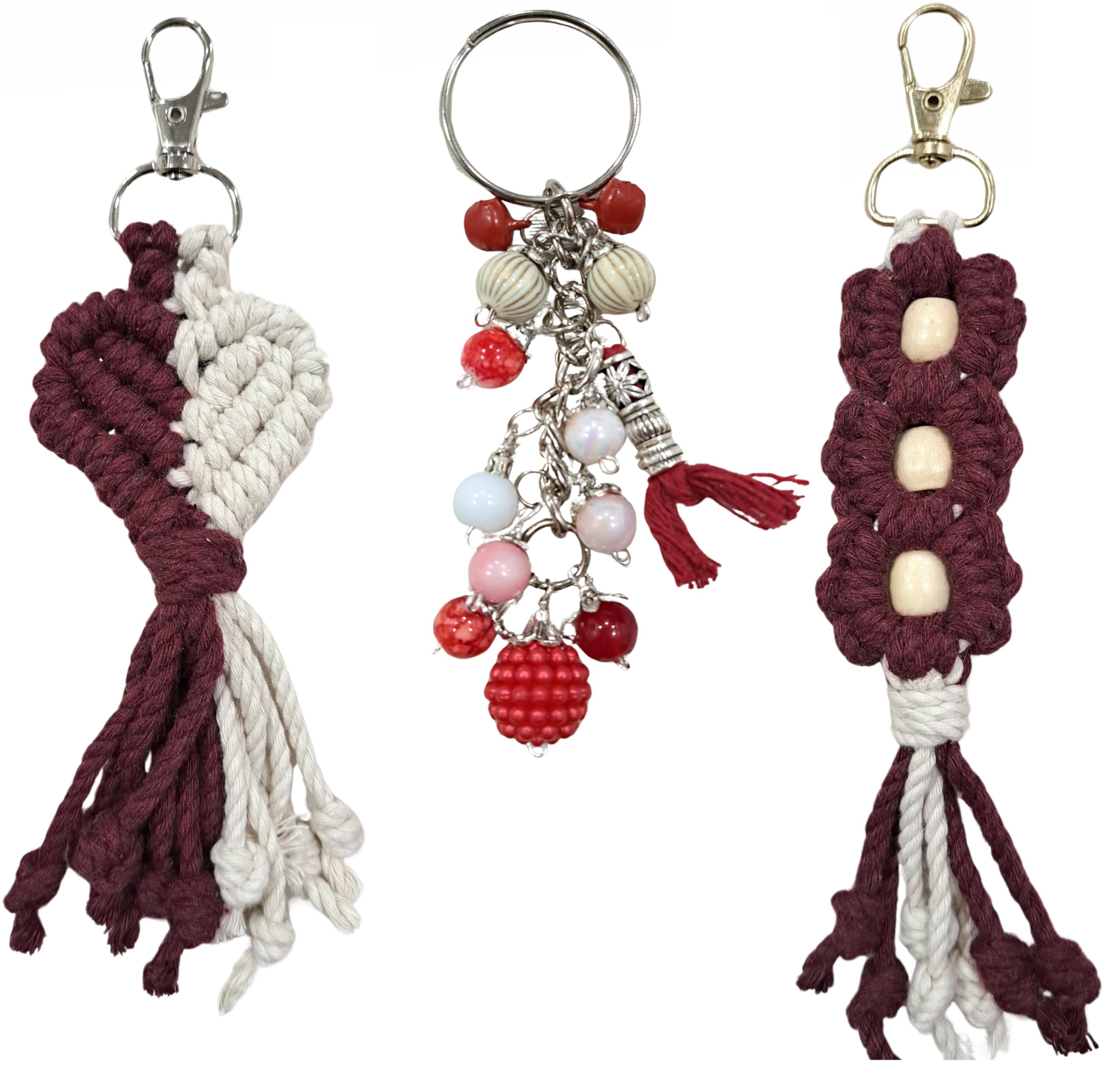Fabjute Handcrafted Bohemian Style Keychain, Classy Design (Set of 3)