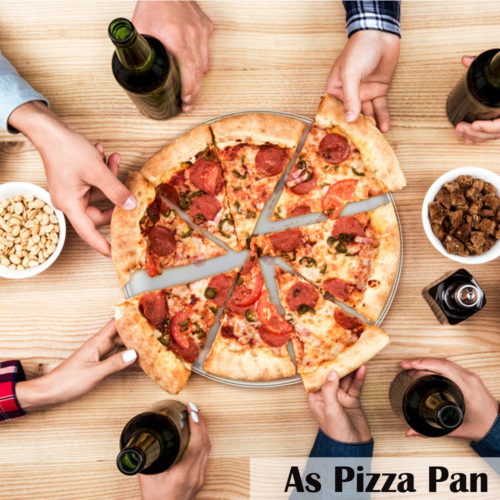 Amazon.com: P&P CHEF Pizza Pans, Stainless Steel Round Pizza Tray  
