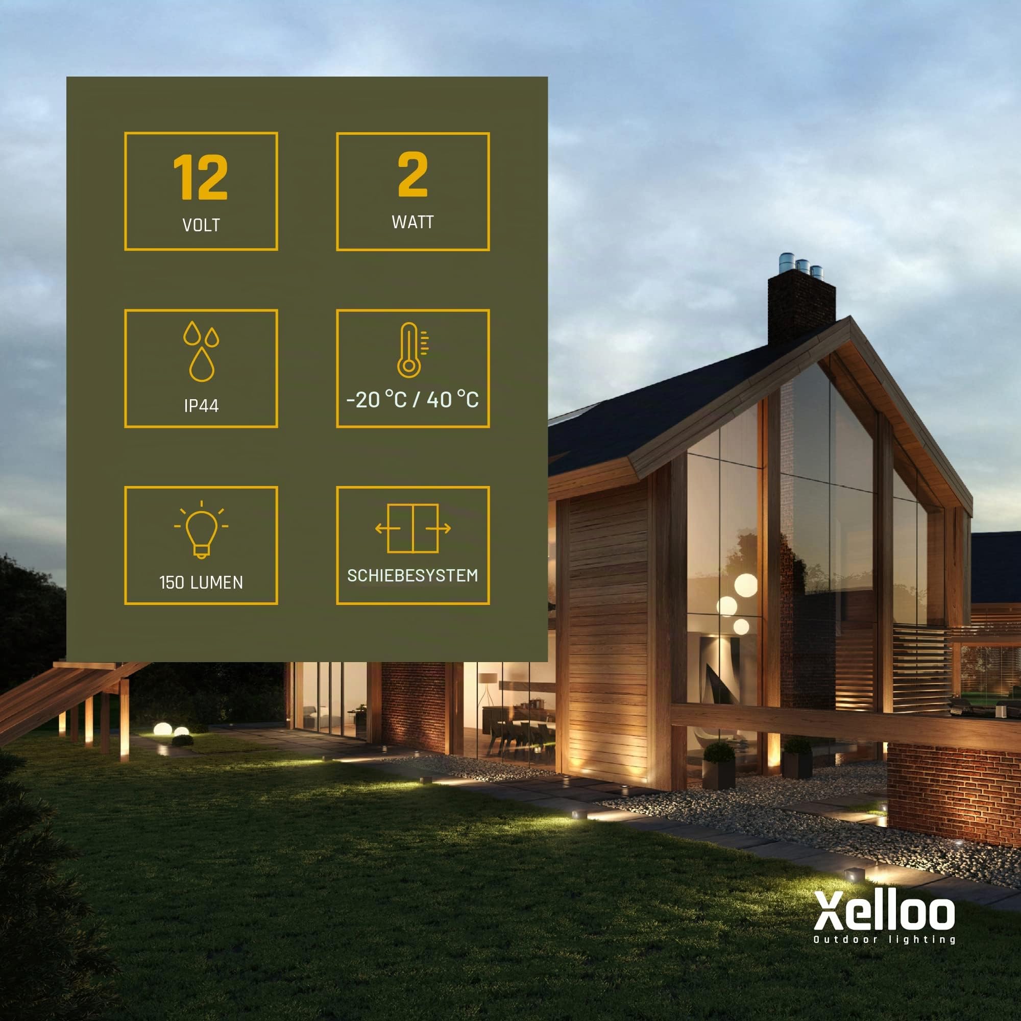 Xelloo Gartenleuchten Set JERO 12V - 4 Stück 1,6 W LED warmweiß - IP44