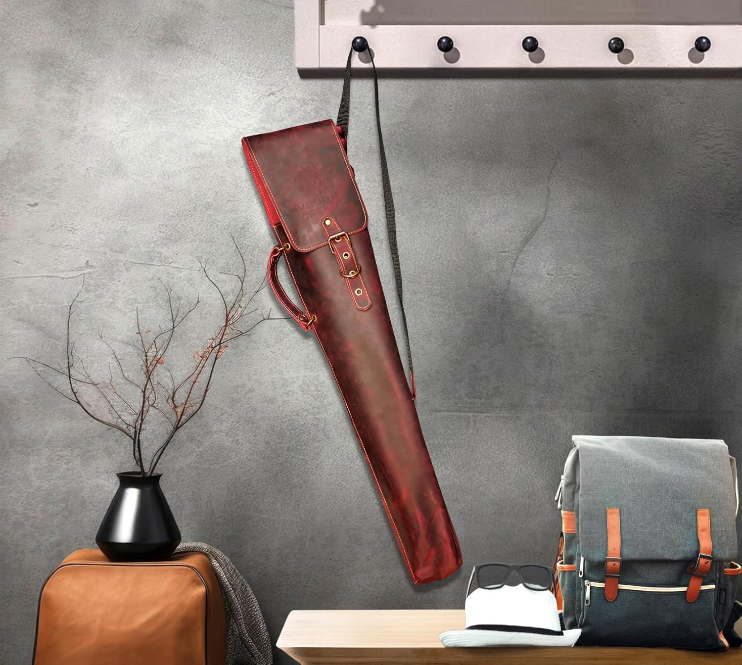 Grilling Supplies for BBQ - Outdoor Skewers Set for BBQ - Premium Barbecue Skewers Tool Sets Grill Utensils - BBQ Gear - Grill Skewers Set with Case Asgard Burgundy Color