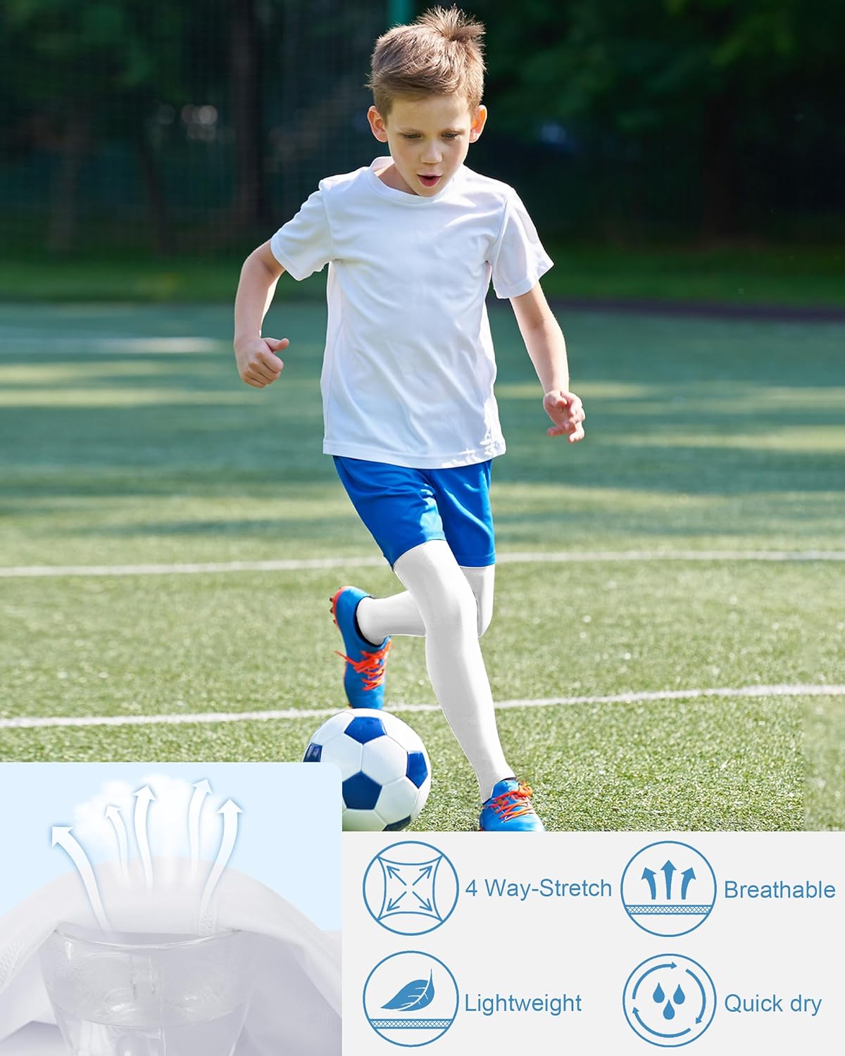 Boys Compression Pants Leggings, Youth Athletic Quick Dry Tights Football, Base Layer Spandex Sports with Pocket - Image 2