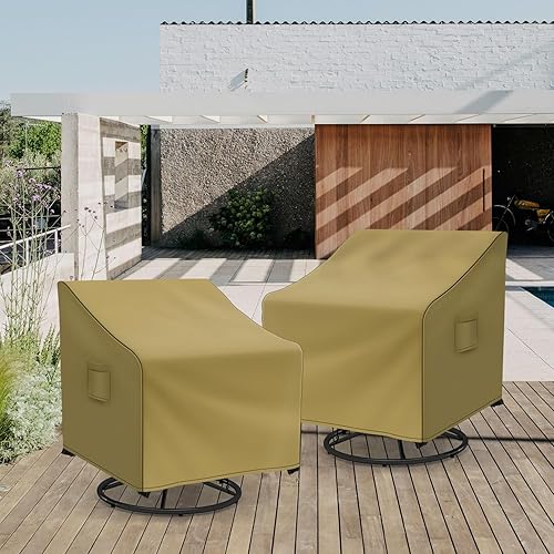 Miniatura 6 de Richwon Fundas para sillas giratorias para exteriores, impermeables, para sillas mecedoras para exteriores, paquete de 2, fundas para sillas de