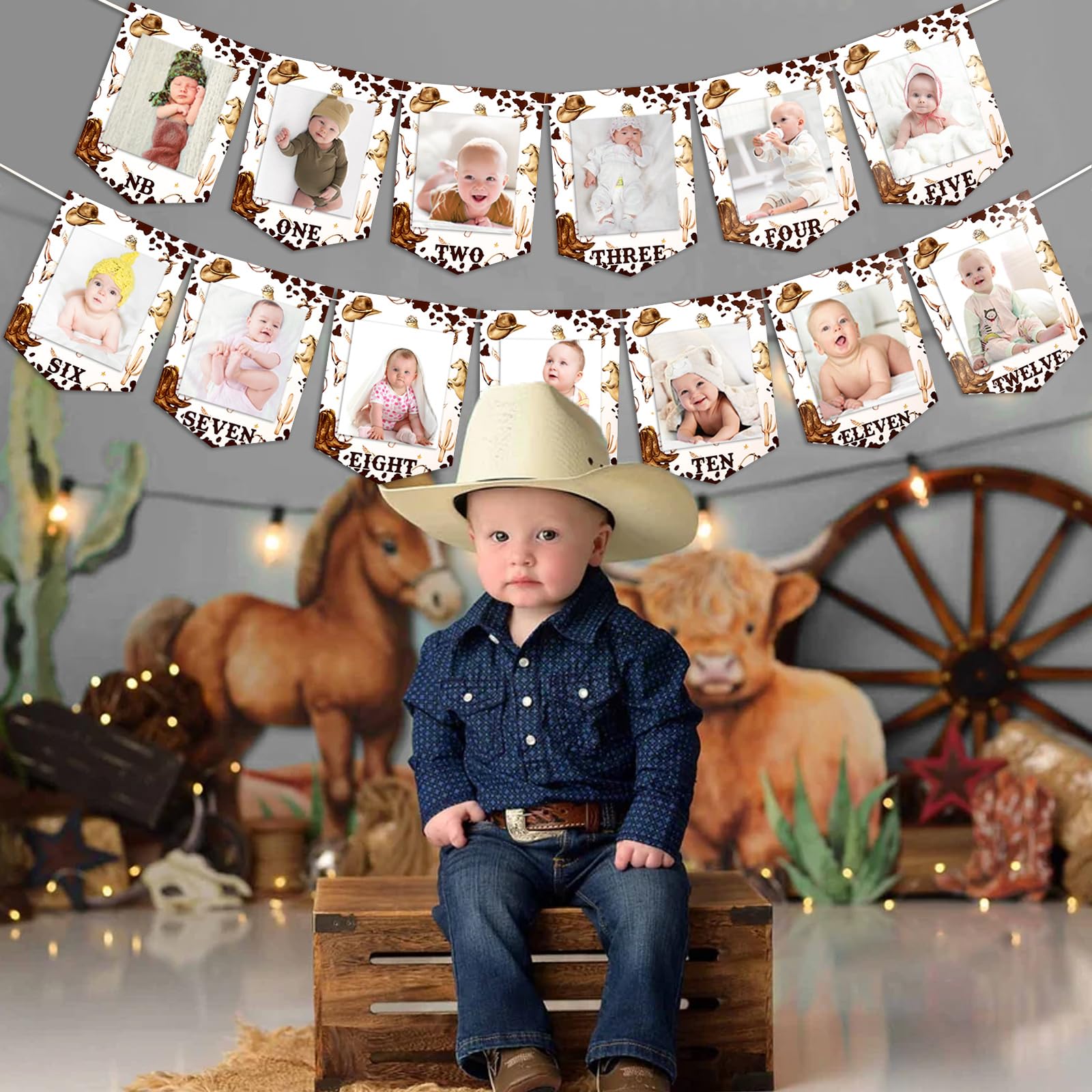 Cheereveal 'Mein Erstes Rodeo' Deko-Set – Fotobanner & Wimpelgirlande Für 1. Geburtstag Im Western-Stil