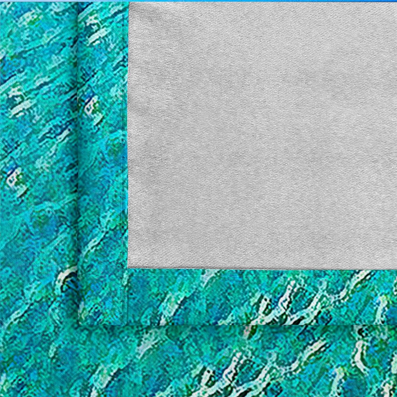 Cortinas opacas para dormitorio, juego de 2 piezas, cortina de ventana con ollaos, paisaje abstracto con olas del mar, cortinas elegantes para salón, 234 x 274 cm (ancho x alto), azul verde