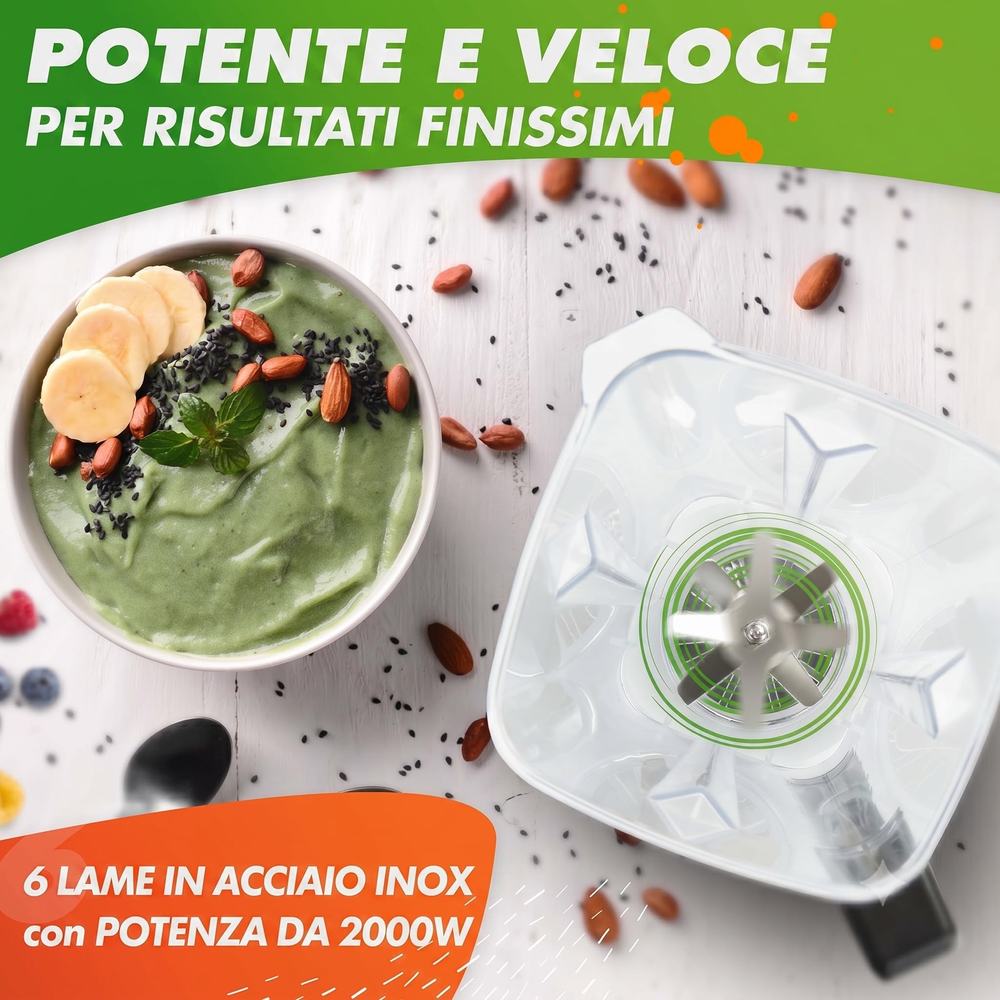 NUTRI-BLENDER MAX Frullatore ad alte prestazioni 2000W - 2L Tritan, senza BPA, 9 vel, timer digitale
