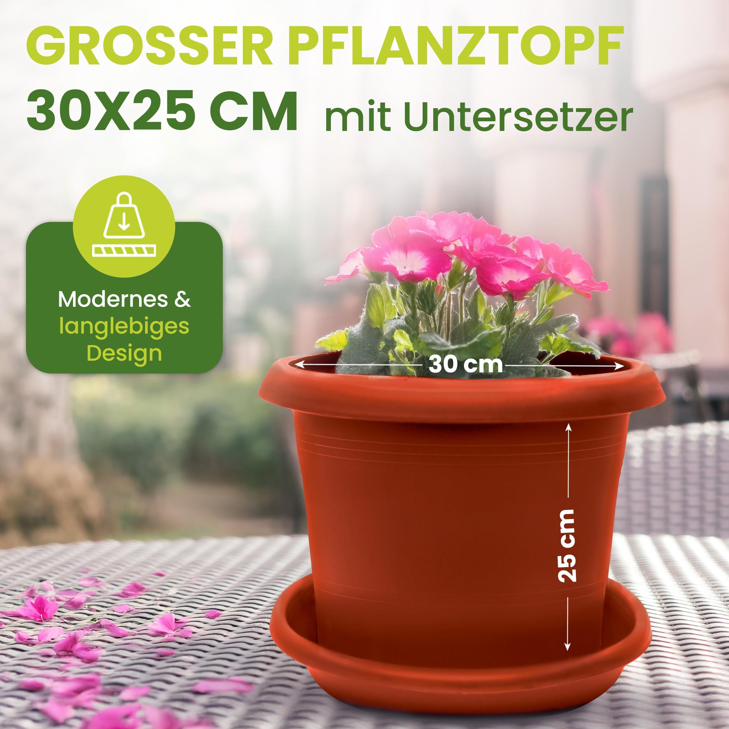 Set di 3 vasi in ceramica color terracotta-marrone di