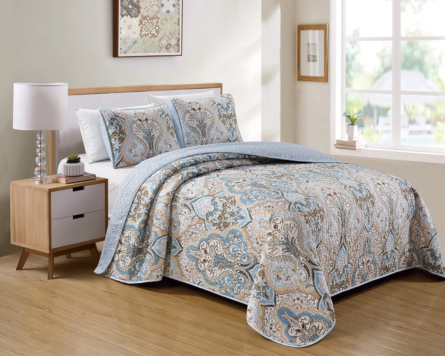 Luxury Home Collection 3 Piece King/California King Quilted Reversible