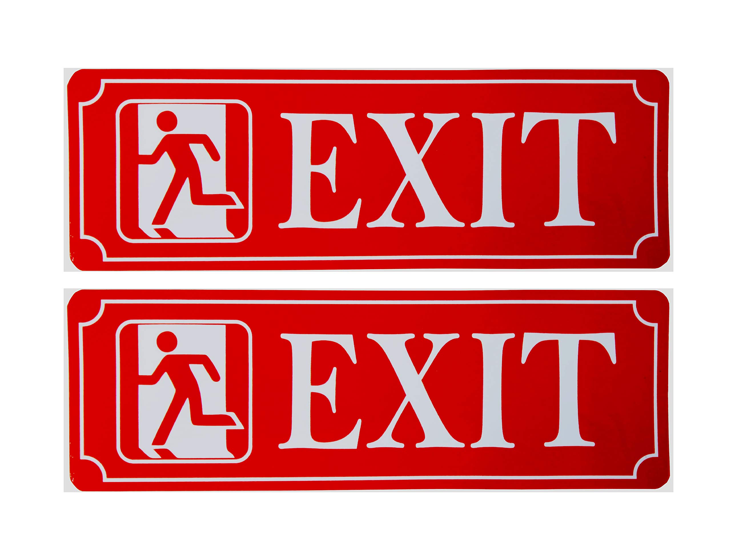 eSplanade Emergency Exit Sign Decal Sticker (Pack of 2) - Easy to Mount Weather Resistant Long Lasting Ink - 9" x 3" Inches (Exit Sign_Red)
