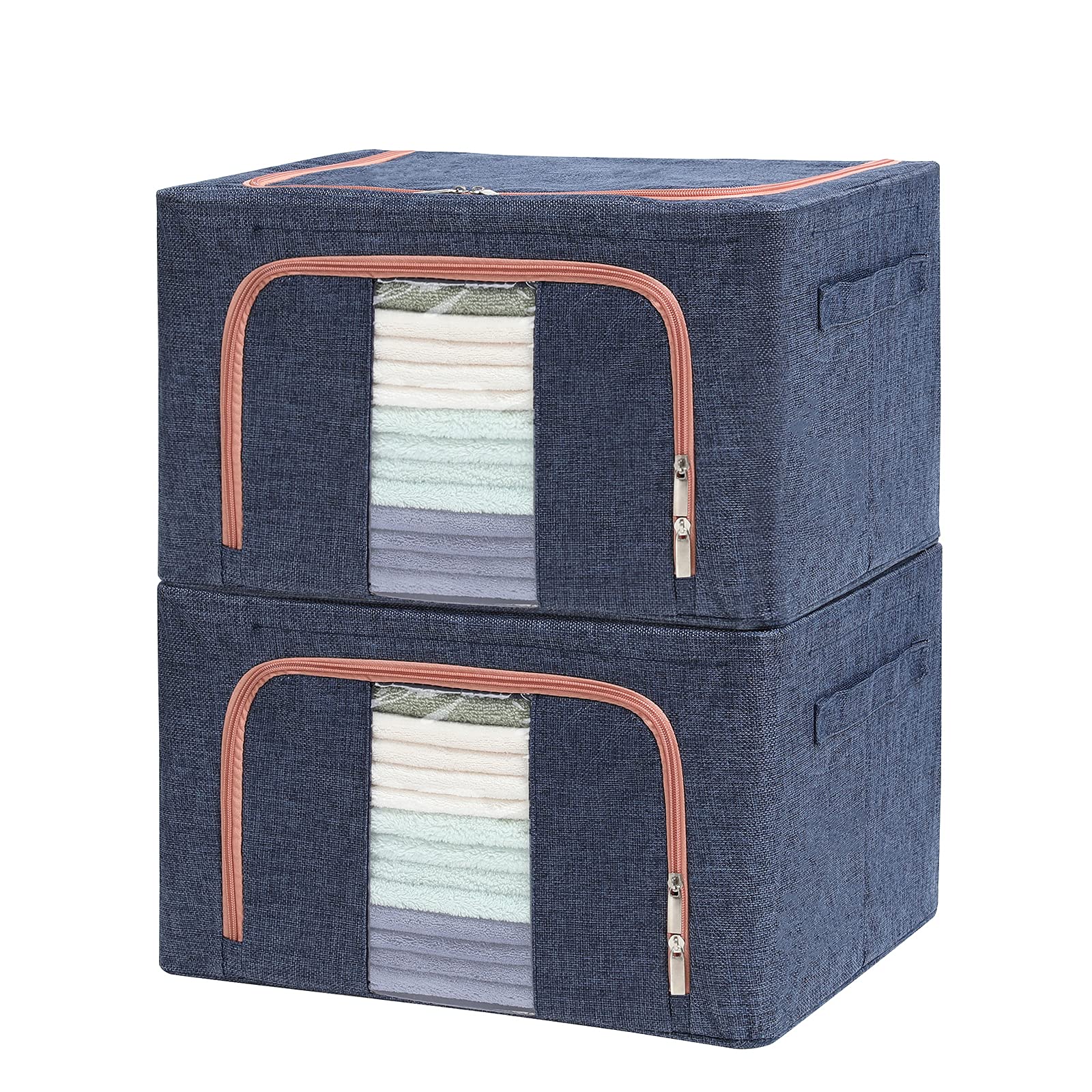 Foldable Organiser Cubes, Storage Bins Box(Navy)