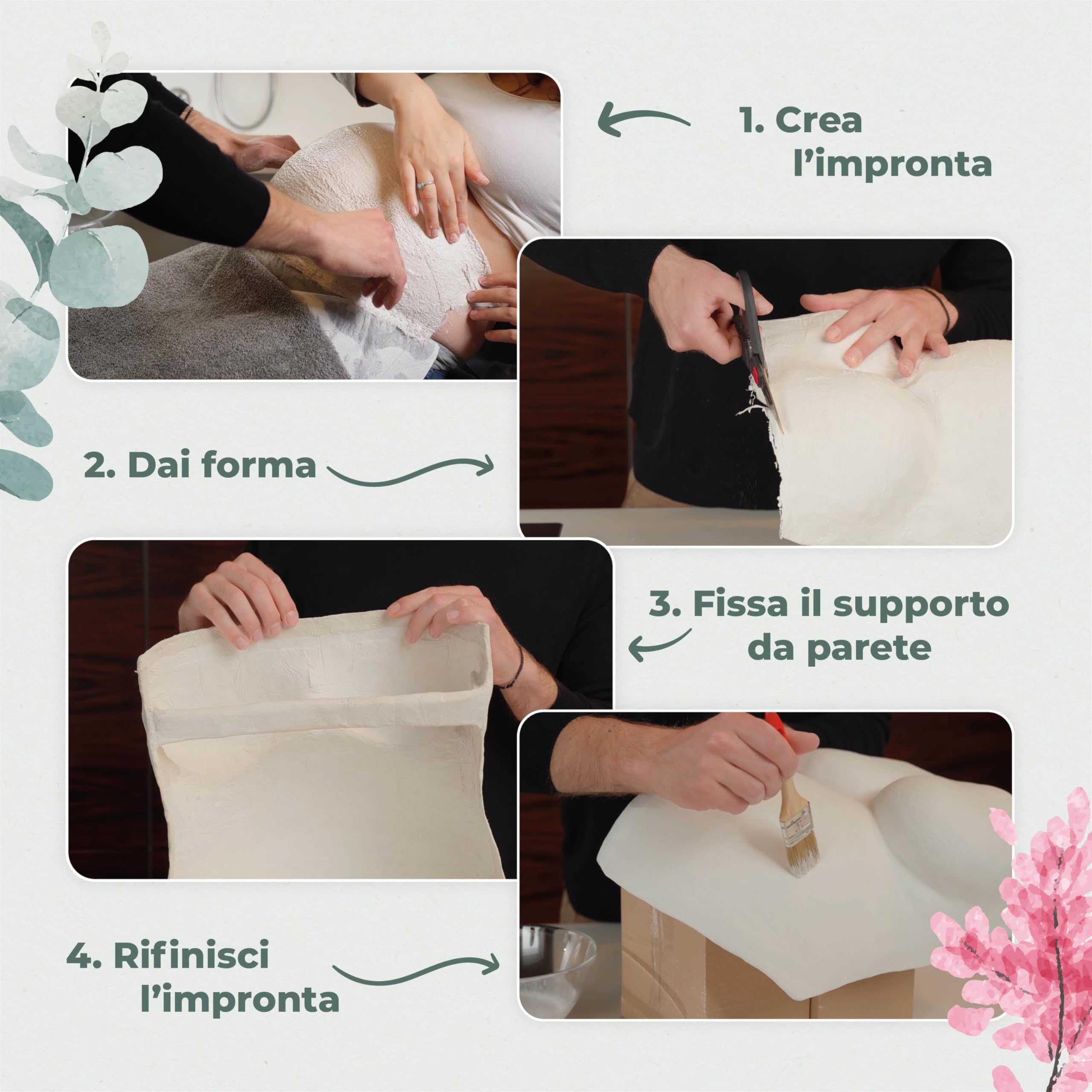 AMARI® Kit Calco Pancione – Calco gravidanza in gesso per future mamme – Set completo e facile da usare