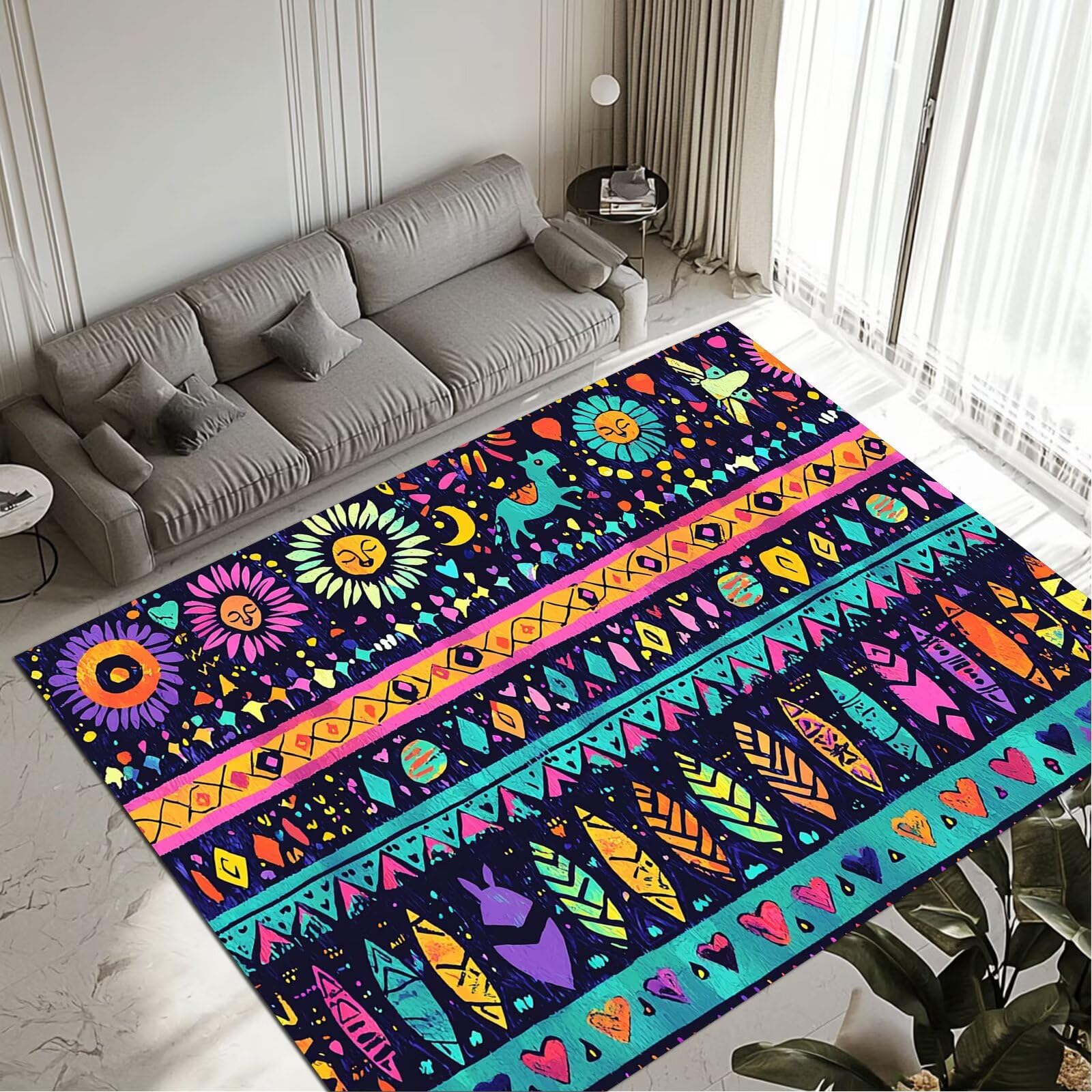 Tapis violet 60x90cm de décoration intérieure lavable pour salon et couloir