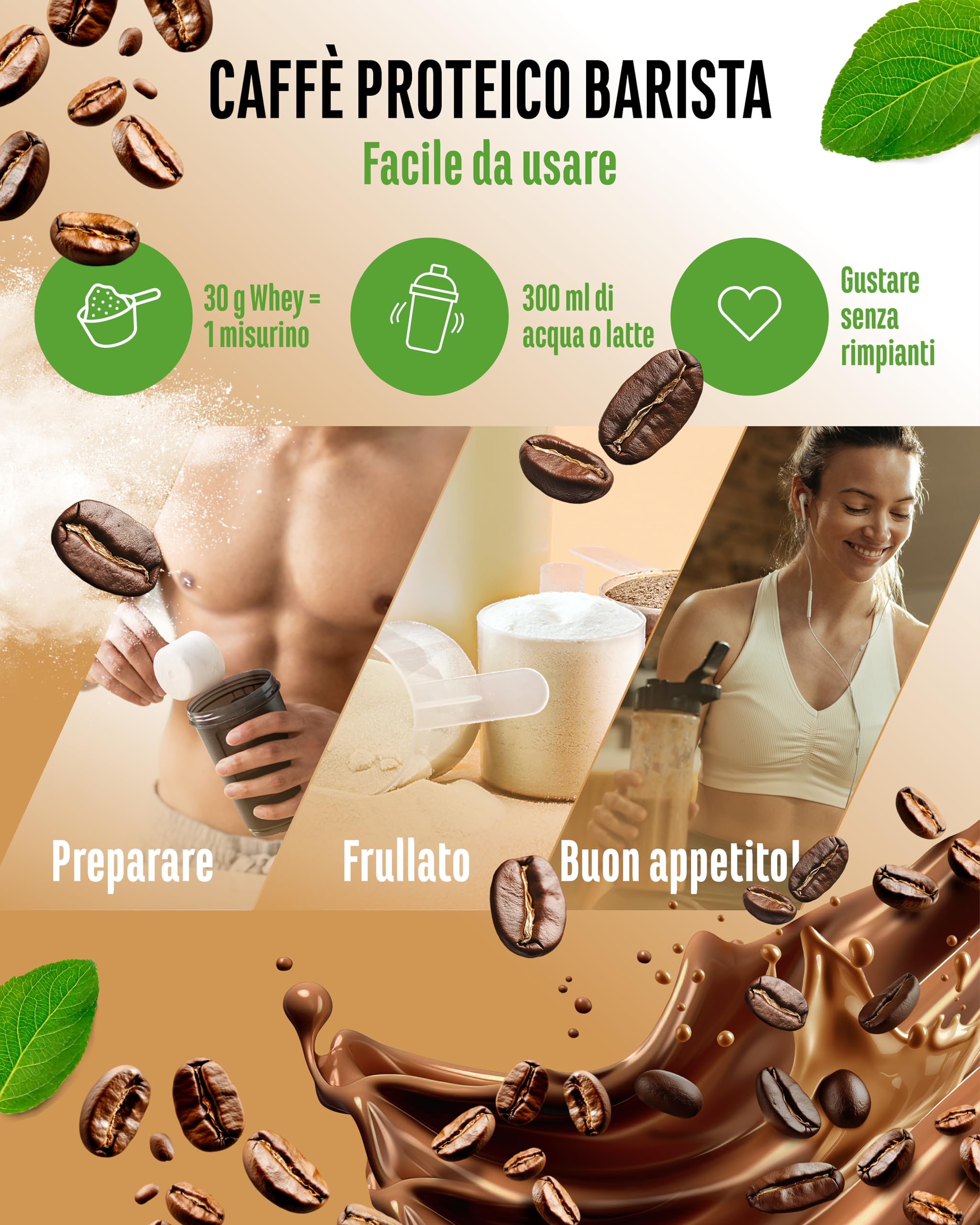 Barista Protein Coffee - Cremoso caffè proteico a base vegetale con fino a 24 g di proteine per porzione - con vero caffè, caffeina, pochi zuccheri e grassi, senza soia - (908 g, Classic vegan)