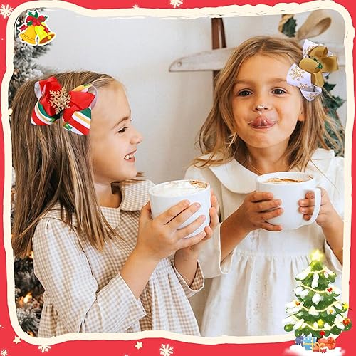 Miniatura 2 de 4 lazos de Navidad para niñas, lazos de 4.5 pulgadas para niñas con árbol de Navidad, copo de nieve, calcetines de Papá Noel, accesorios para el