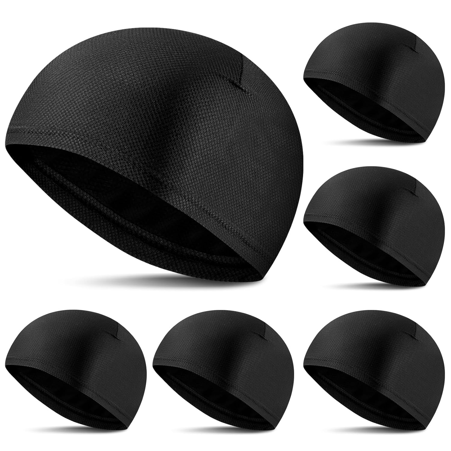 Chicingyou 6 Pack Cooling Skull Cap Helmet Liner Silk Skull Cap Head Cover Do Rag for Men Sweat