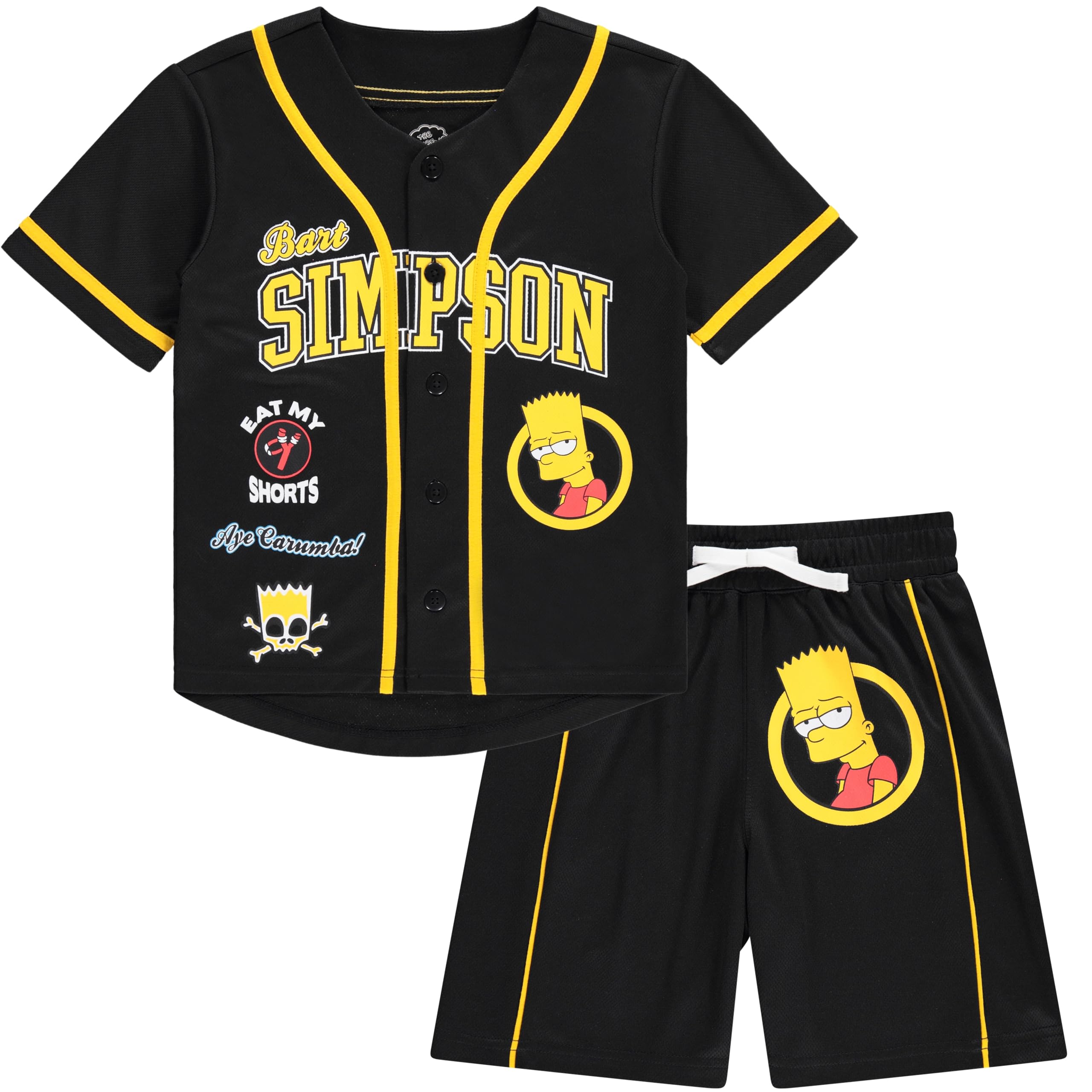 The SimpsonsBoys Bart Simpson Baseball Jersey Shirt and Shorts Clothing Set- Little and Big Boys Sizes 4-20