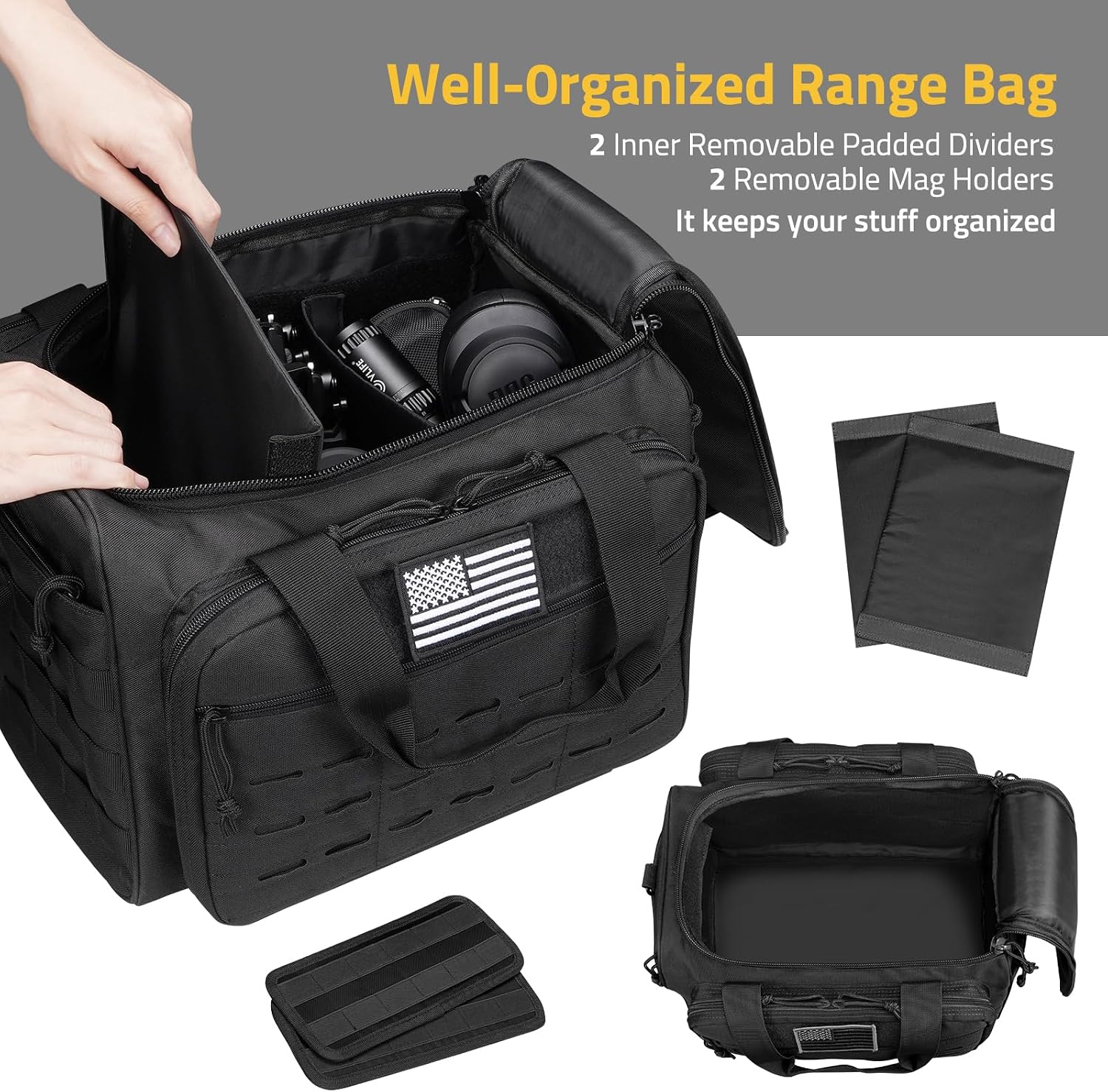 CVLIFE Tactical Gun Range Bag Pistol Shooting Range Duffle Bag, Range Bag for handguns Gun Case Bag with Lockable Zipper for Shooting Range Outdoor Hunting