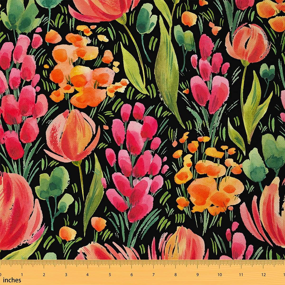 Floral Fabric by The Yard for Women Men Adult Kids Botanical Painting Waterproof Outdoor Fabricy Garden Upholstery Fabric for Chairs Nature Reupholstery Fabric Decor 1 Yard (L92*W150cm)