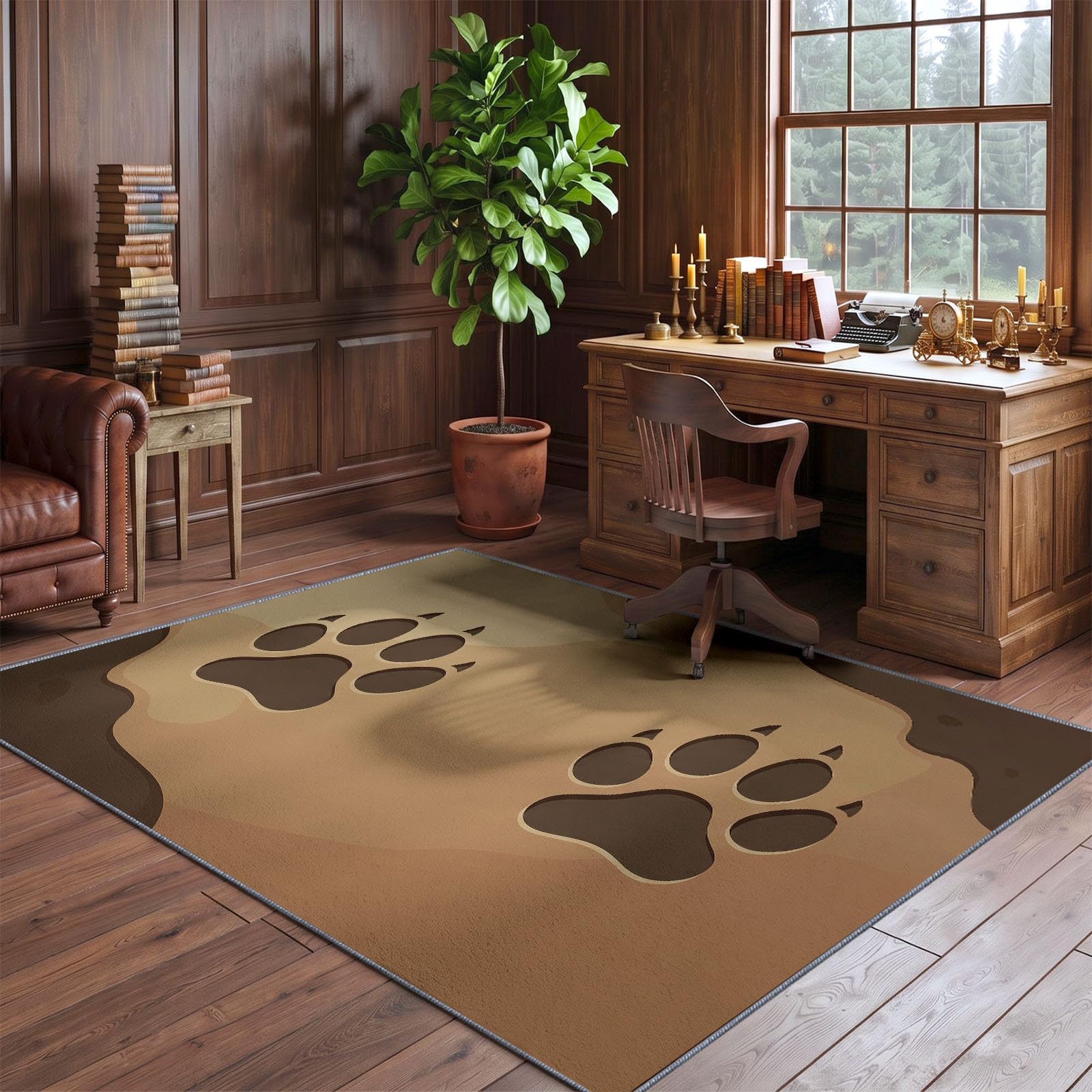 Tapis Lavable antidérapant MotifEmpreintePatteBlocCouleurTextureSubtile