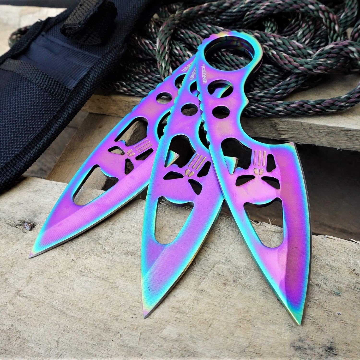 Tactical Knife Survival Knife 6" 3pc Punisher Throwing