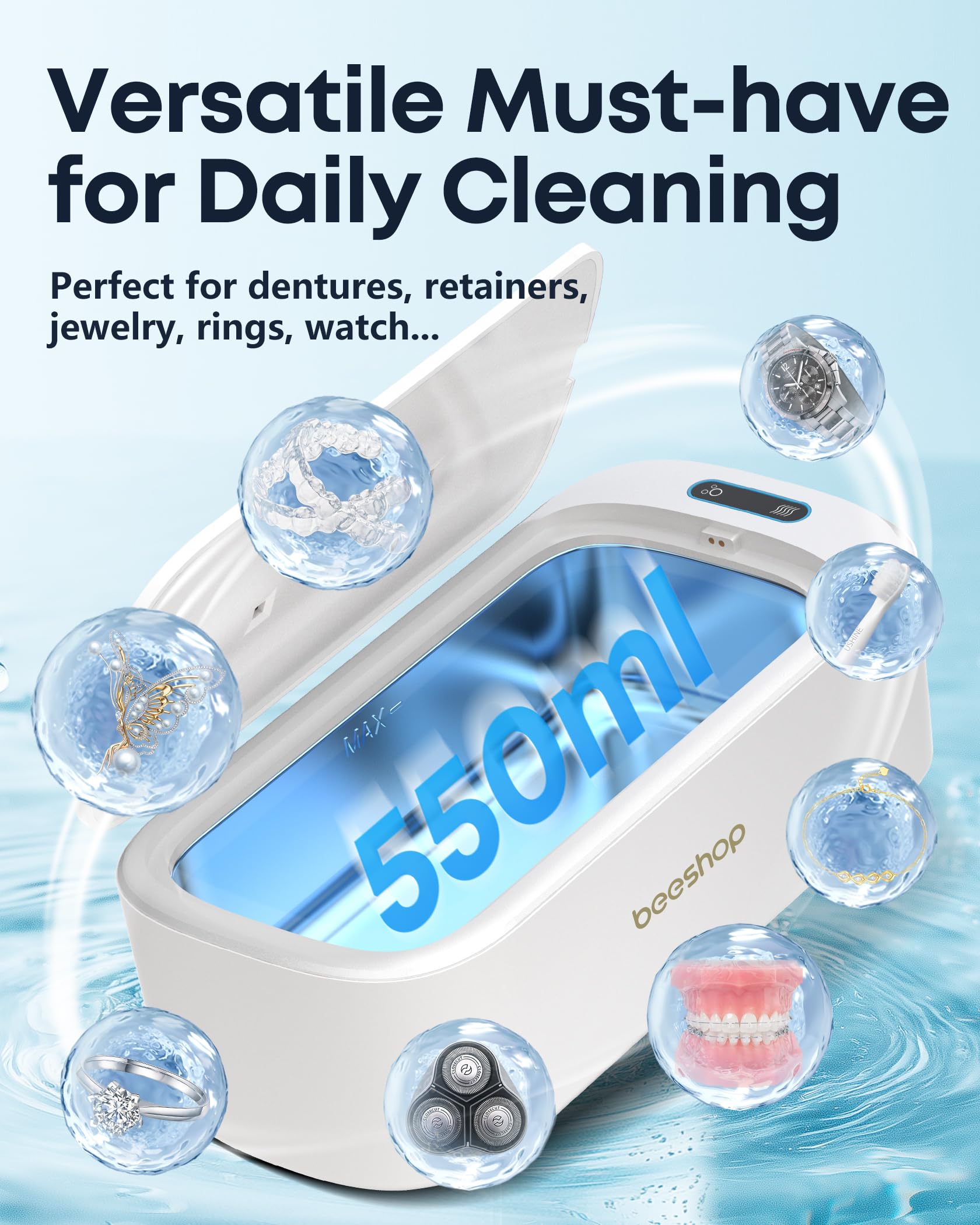 Amazon.com: BEESHOP 48kHz Ultrasonic Jewelry Cleaner, Dual Modes