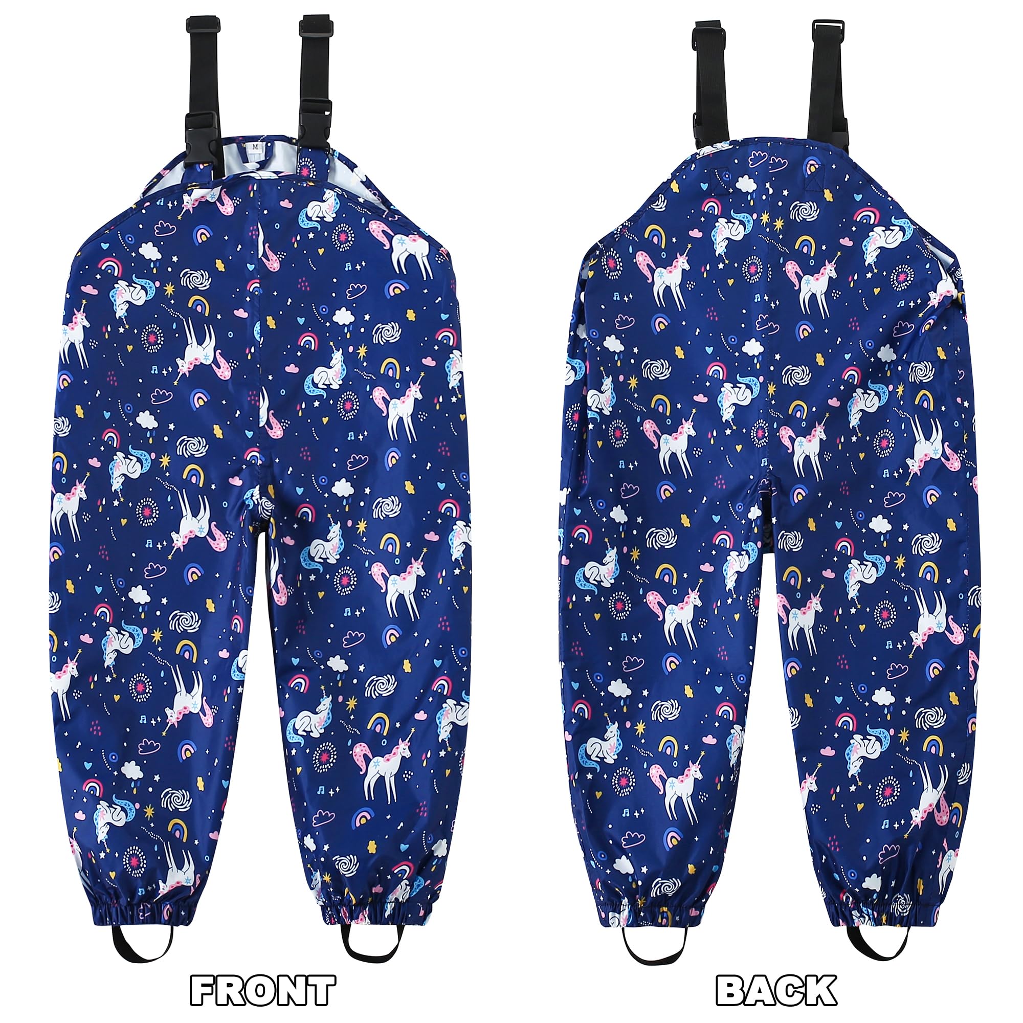 Pantalon Imperméable Filles, Pantalon de Pluie Enfant Salopette de Pluie Combinaison de Pluie Réutilisable Vêtements de Pluie