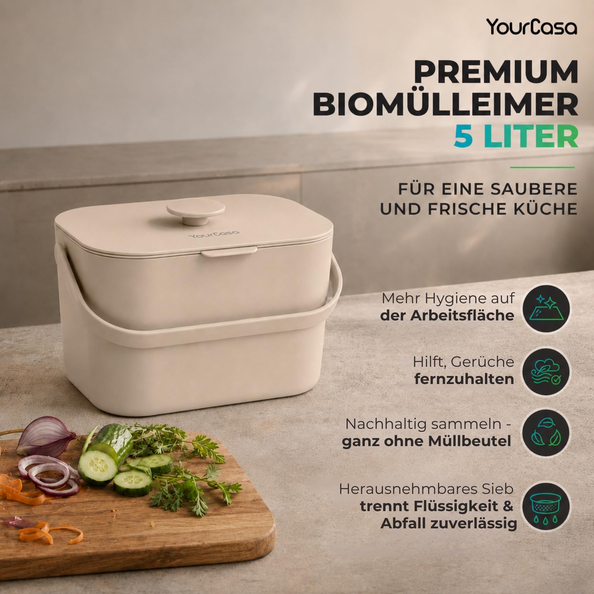 Kompakter Biomülleimer für kleine Küchen