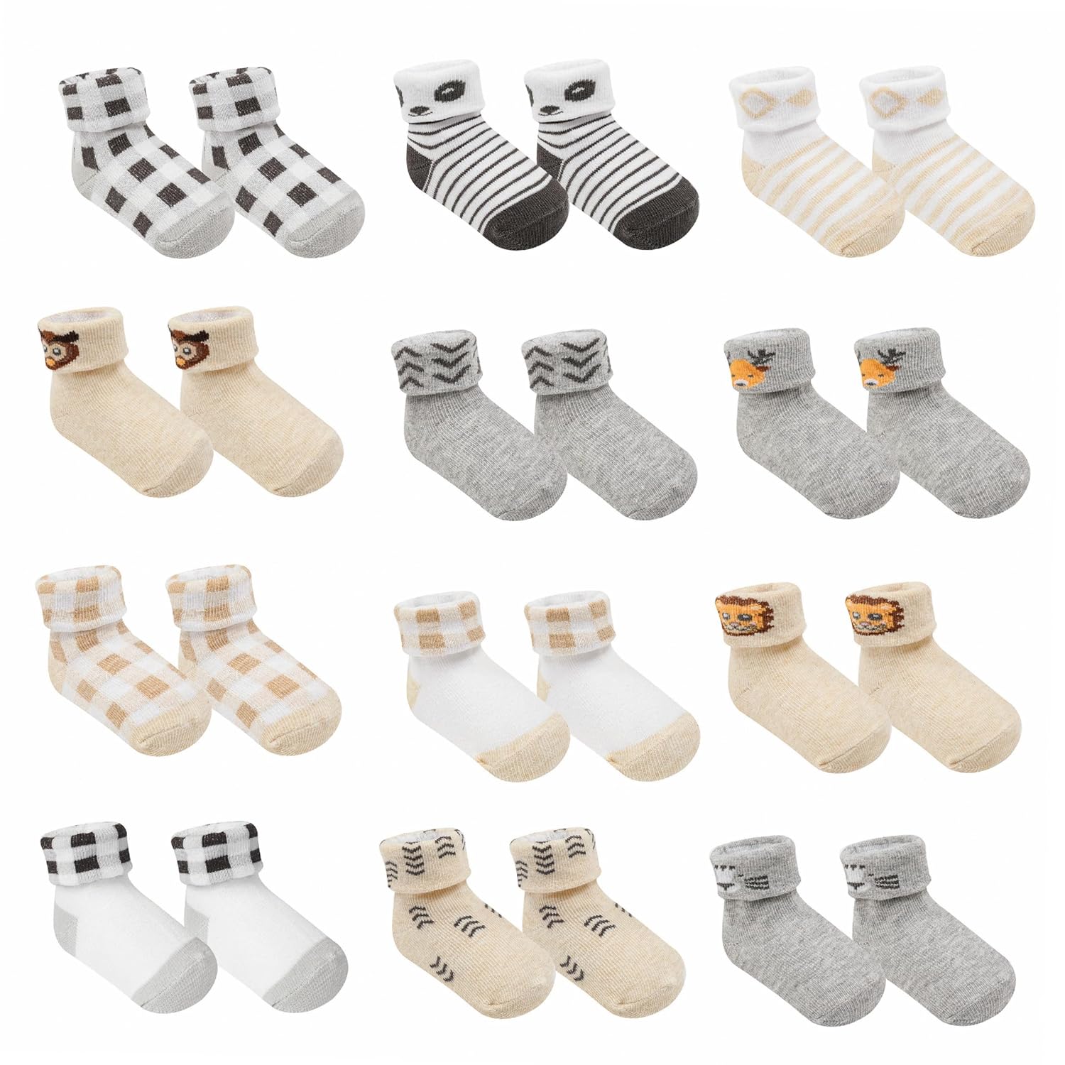 Toddler Socks With Grip HYCLES Baby Girp Socks 12 Pairs For Boys Girls 0-7 Years Kids Socks With Grips
