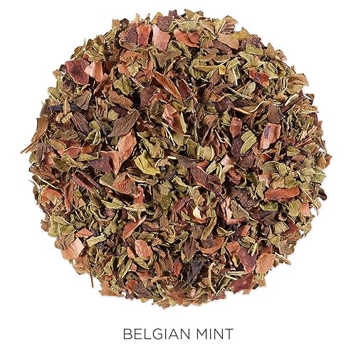 Miniatura 3 de Tea Forte Belgian Mint Premium - Recipiente de mezcla de té de hierbas con cafeína de hojas sueltas orgánicas, hace 35-50 tazas