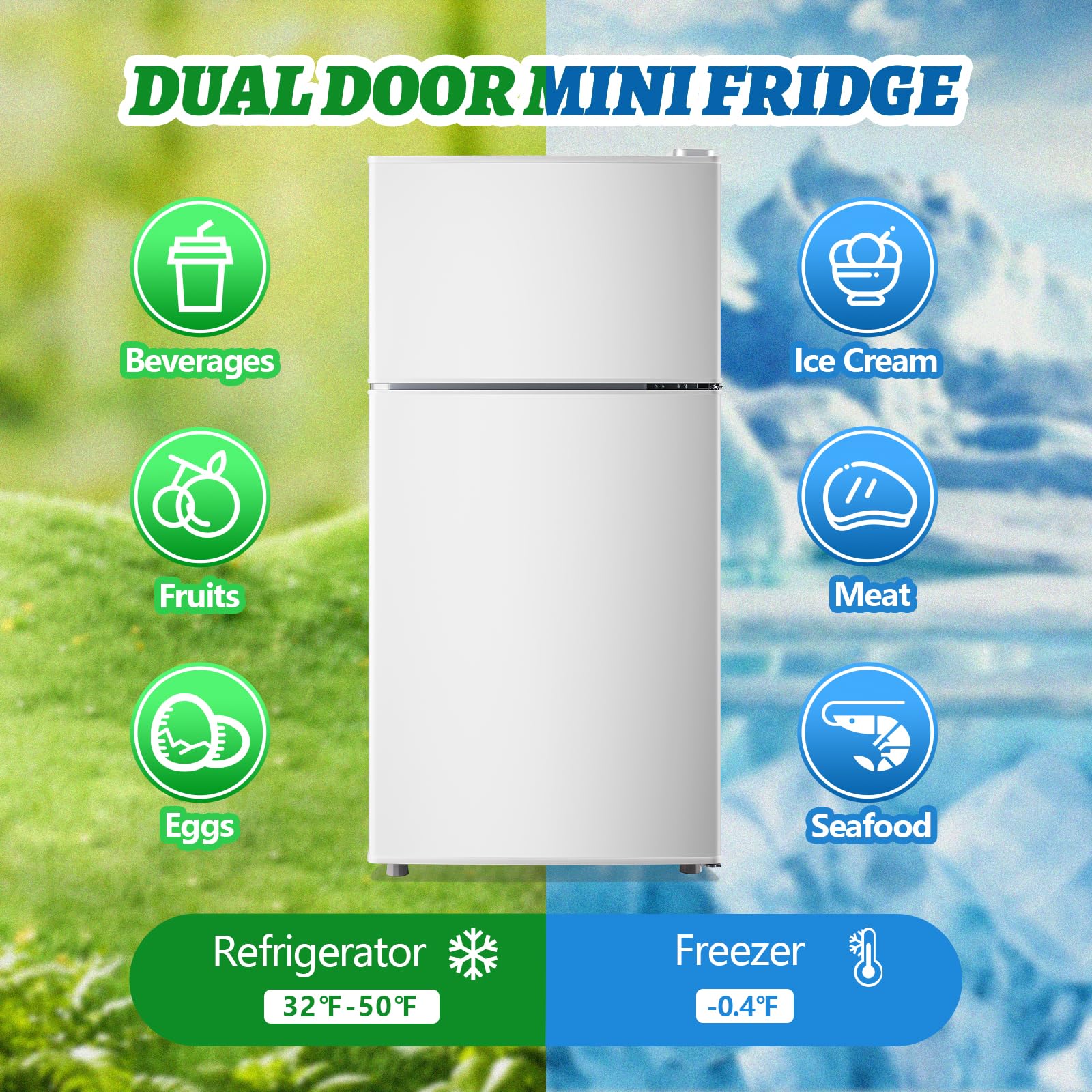 DEMULLER 2.4 Cu.ft Mini Fridge with Top Freezer Apartment Size Dual Door Compact Refrigerator for Personal Use Small Fridge with Egg tray, 7 Temperature Control For Dorm, White on Fridge.com