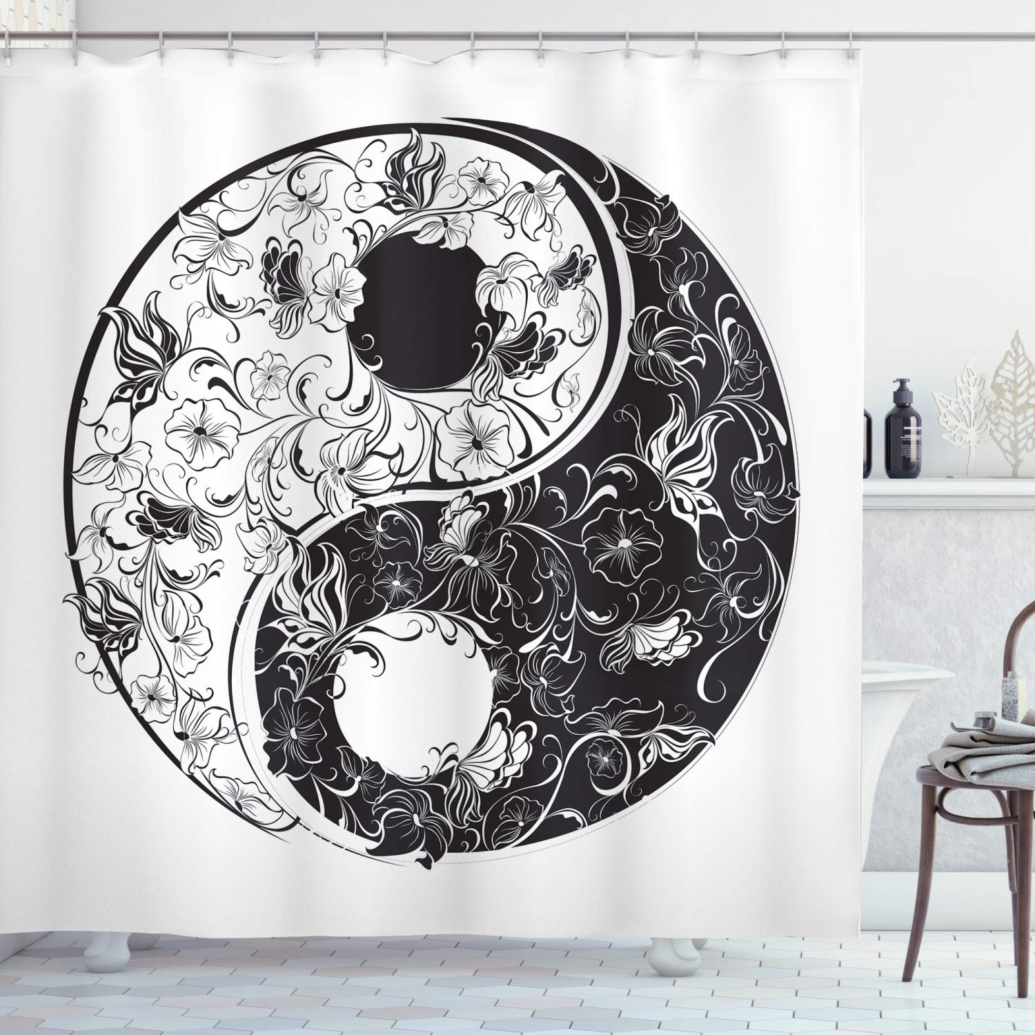 Sealskin Douchegordijn Bloki Wit Zwart 200x180 cm kopen
