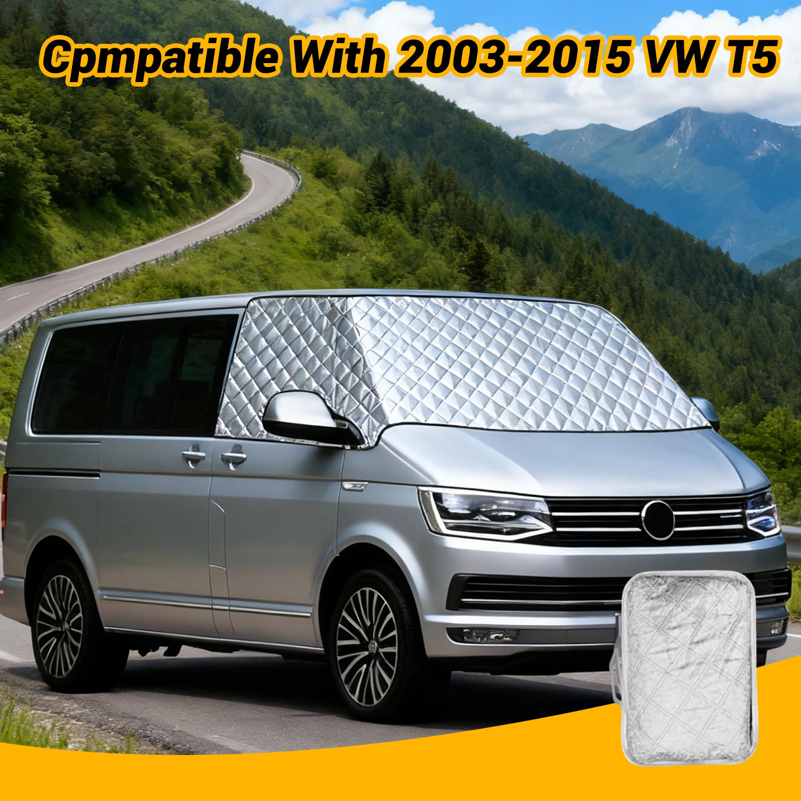 Copertura per parabrezza per VW T5, Antigelo, Copertura per Parabrezza Anteriore Ispessita polvere e ghiaccio, protezione solare Copri Parabrezza Auto Parasole per Finestrino Anteriore