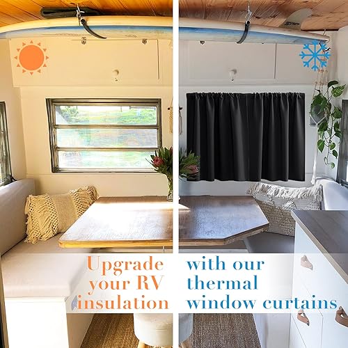 Miniatura 4 de Cortinas extra anchas opacas para ventanas pequeñas de dormitorio, 2 paneles de tamaño inusual con aislamiento térmico, bloquean el sol, cortinas y