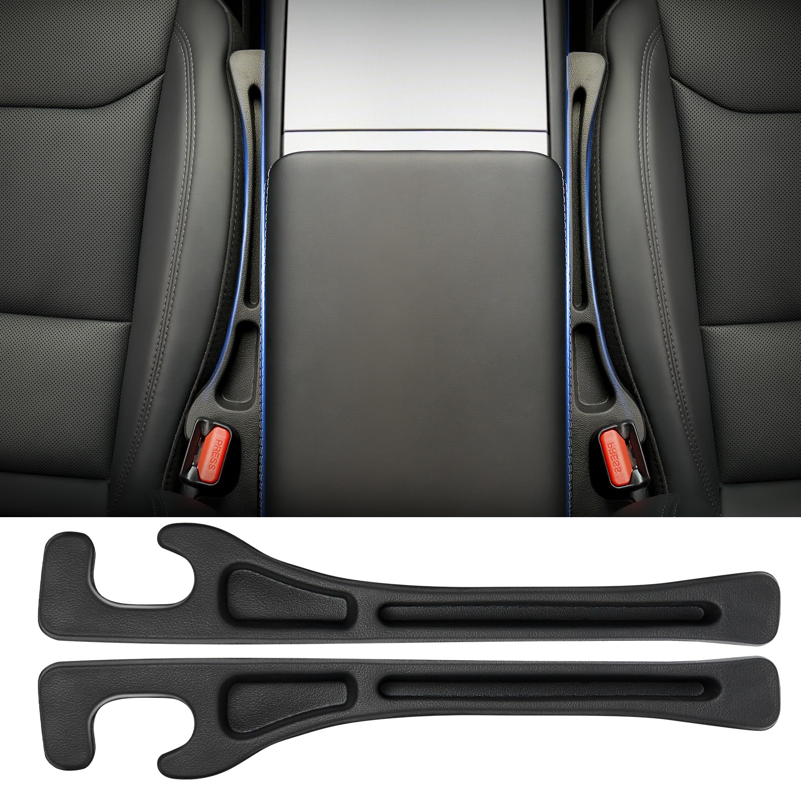 HangzoMax 2 Pack Car Seat Gap Filler, No Drop Seat Guard, Premium PU Leather Car Seat Gap Organizers, Universal Car Accessories, Prevent Phone/Keys/