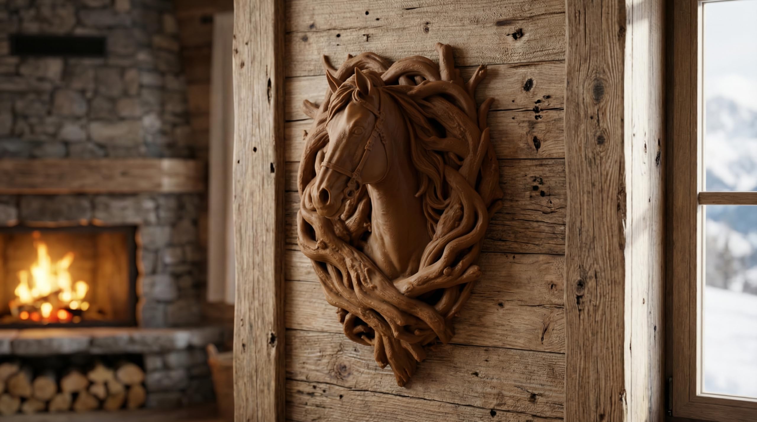Nex-Home Scultura Testa Cavallo da Parete 3D – Decorazione Rustica Moderna, Wall Art Animale Contemporanea, Decorativa, Scultura Artistica per Casa, Studio, Ufficio, Rustico, Decorativo