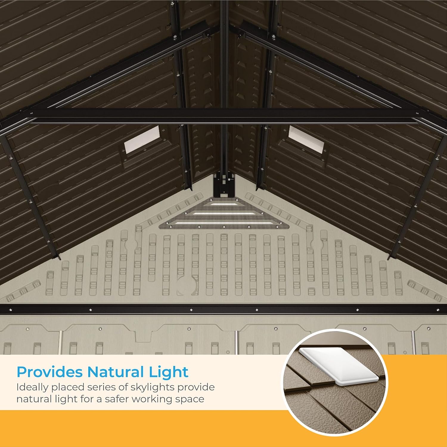 Suncast 8 x 7 Heavy-Duty Resin Tremont Storage Shed with Reinforced Floor, Skylights for Natural Light, Lockable Double Doors, Cream Suncast 8 x 7 Heavy-Duty Resin Tremont Storage Shed with Reinforced Floor, Skylights for Natural Light, Lockable Double Doors, Cream