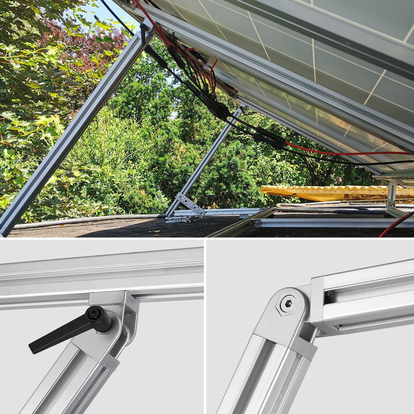JiGiU 2PCS Connecteur Profilé Aluminium 3030 Argent | Charnière Profilé d'Aluminium 3030 Connecteur, Poignée de Serrage, Coudé Réglable Angle, pour Profil d'Aluminium