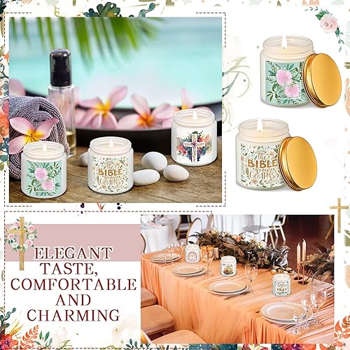 Miniatura 5 de 24 velas perfumadas cristianas a granel en tarro de 6.7 onzas, regalos cristianos, 8 oraciones de fragancia, velas religiosas de la Biblia, regalo