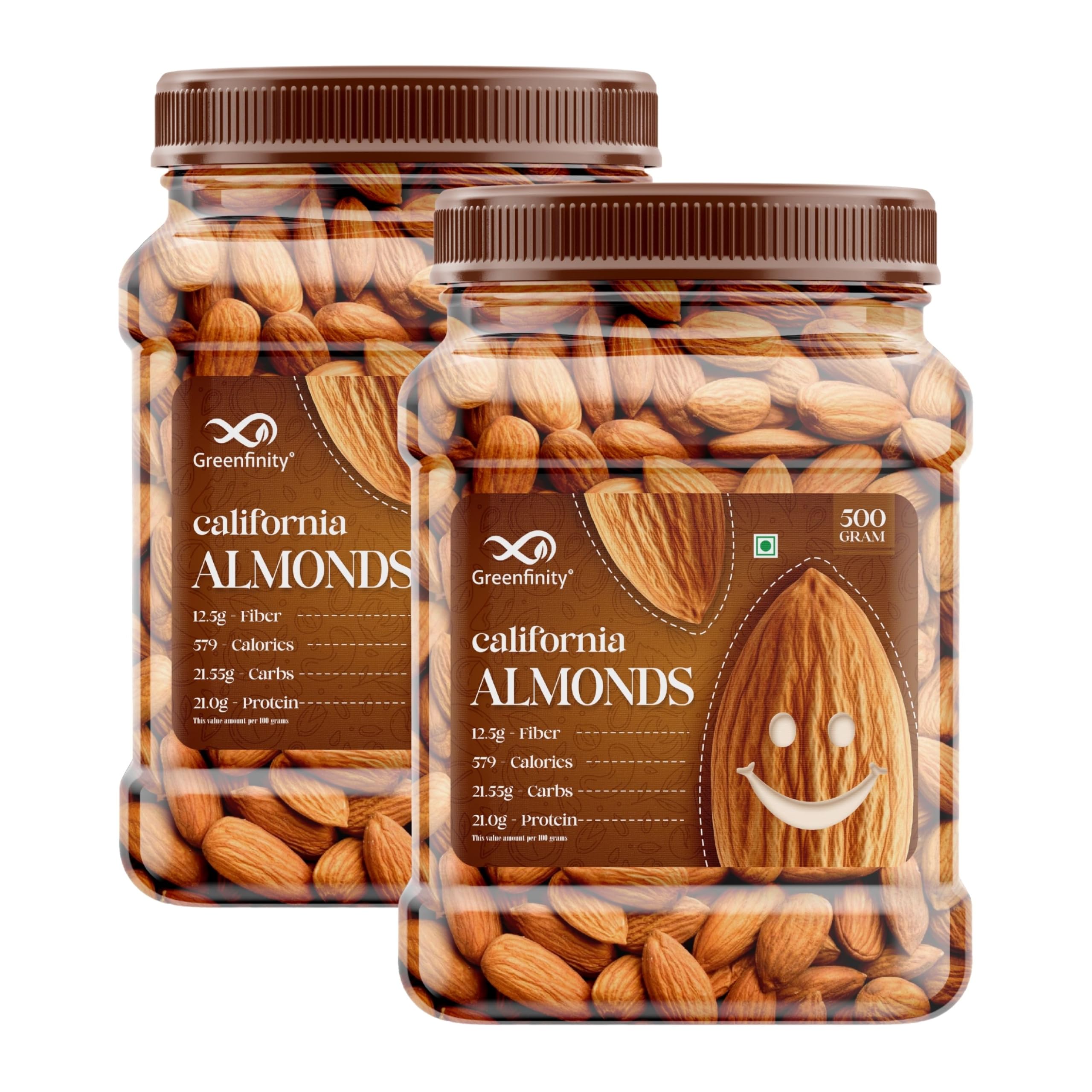 Fresh Almonds 500g | Badam | Healthy and Tasty Dry Fruits Delicious Snacks [Pack of 2].