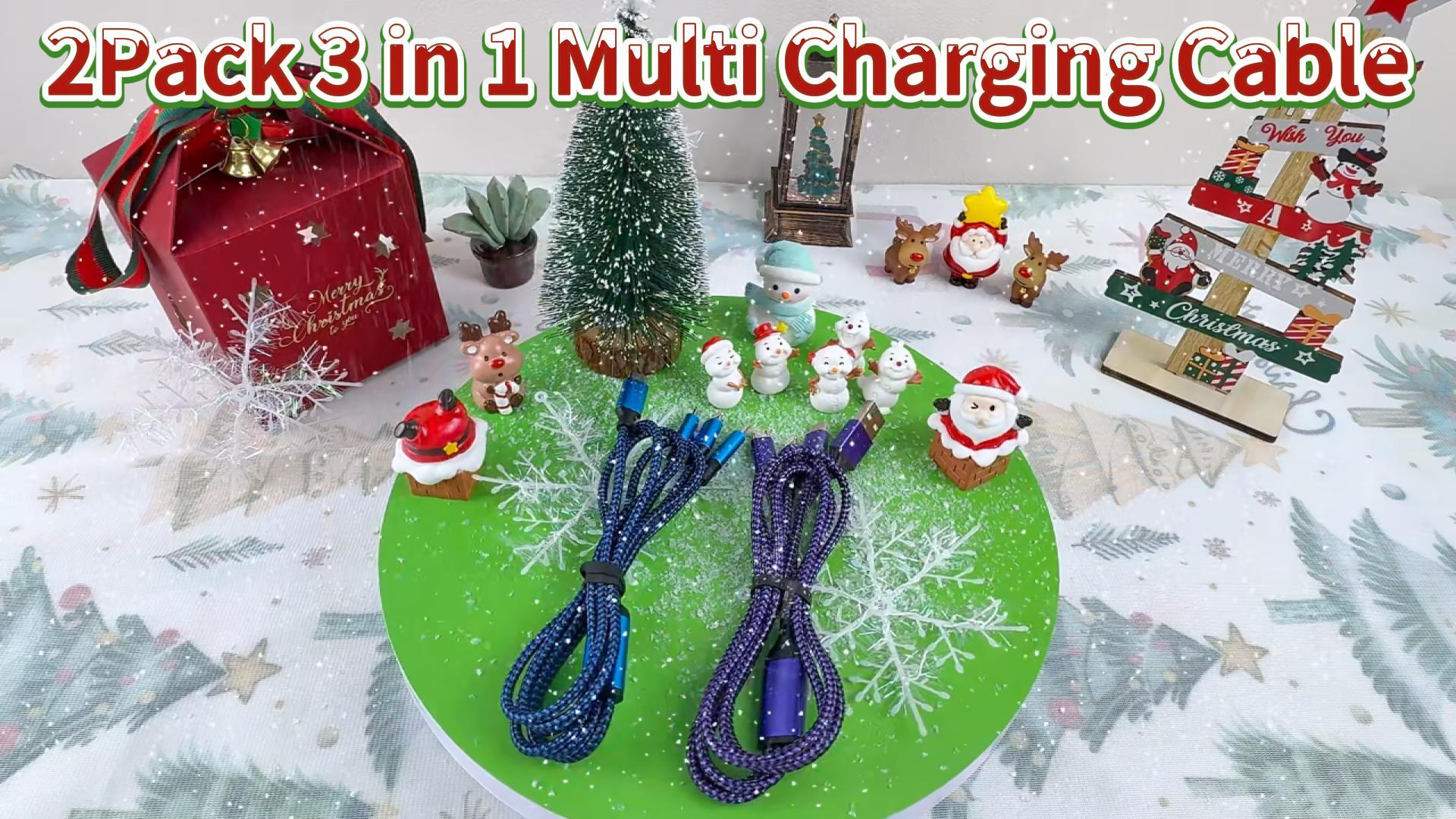 Image of 100W Fast Charging Cable, 2 Pack 3 in 1 USB C Multi Charger Cord