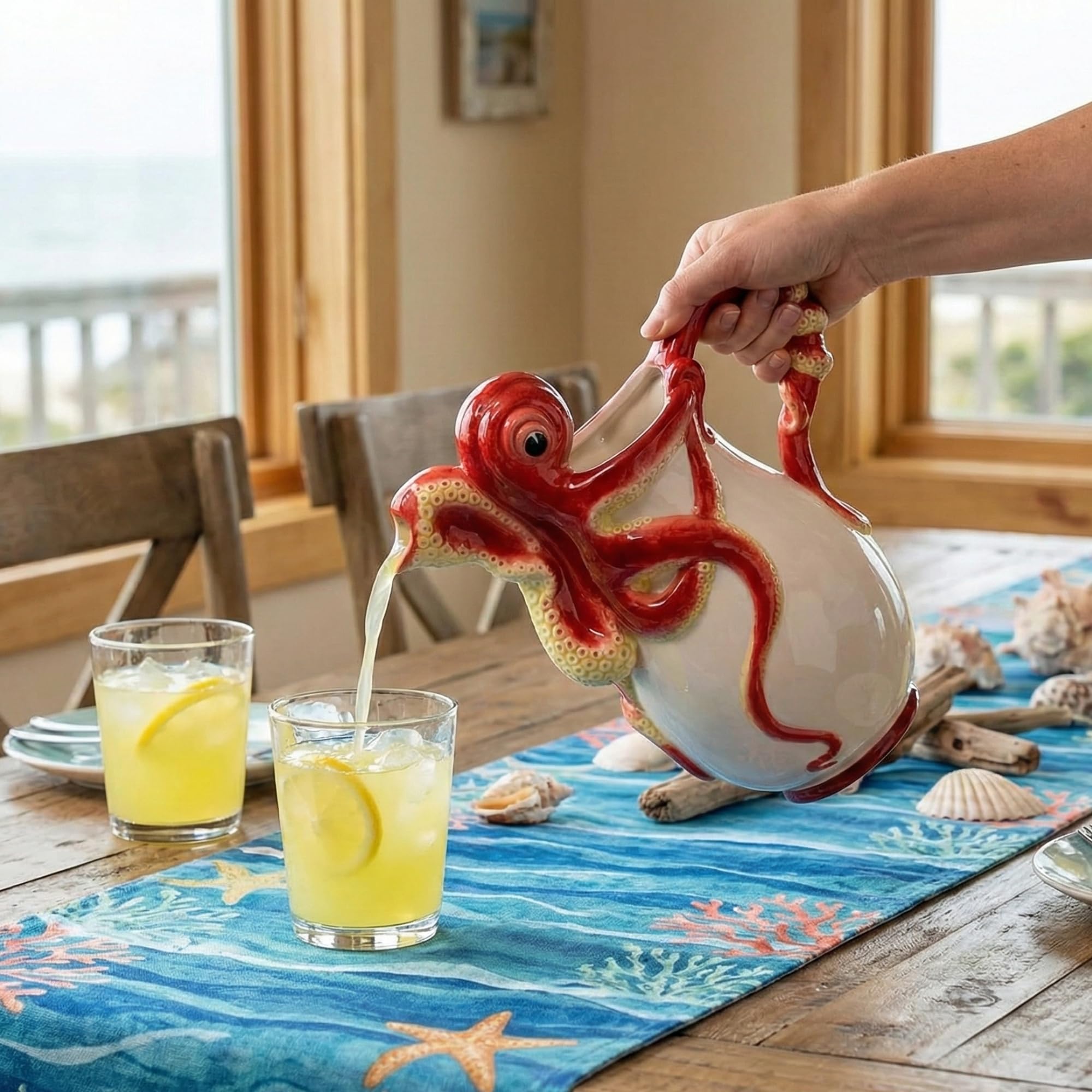 Amazon.com: Blue Sky Clayworks 15559 Red Octopus Pitcher, 11-inch