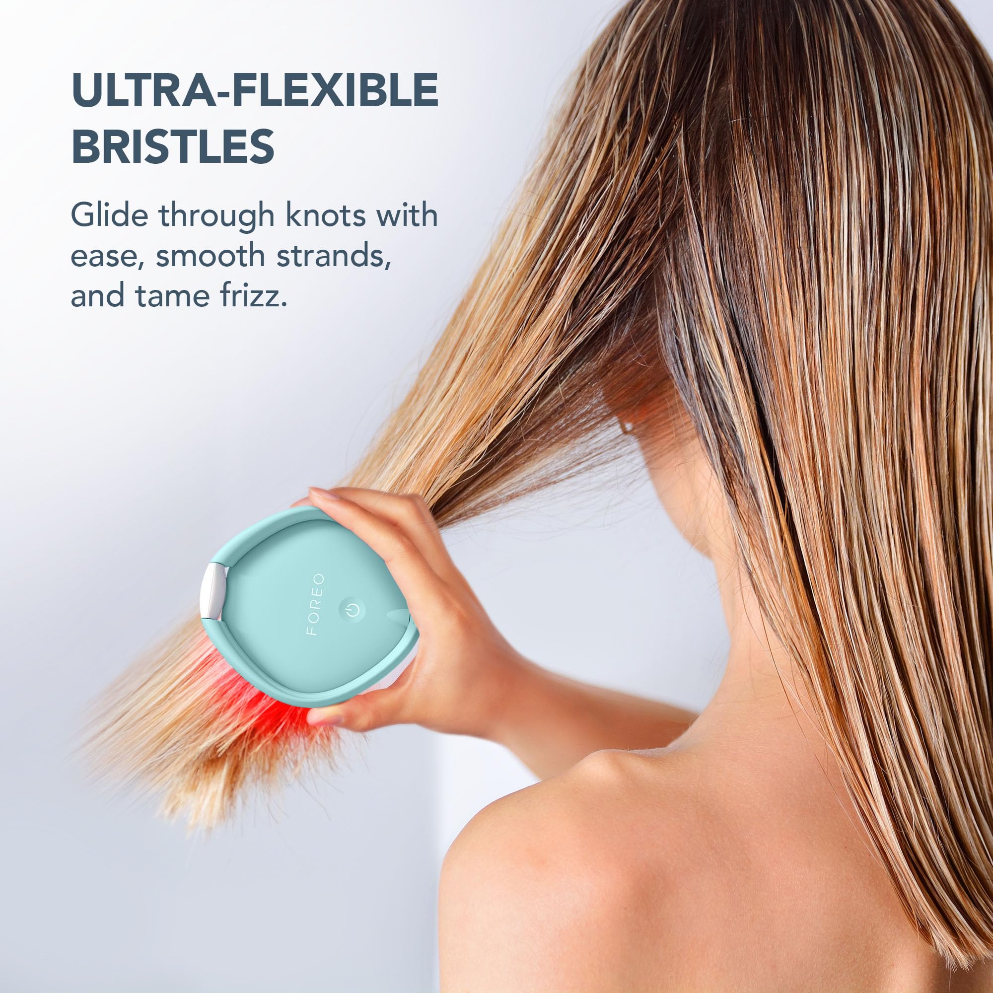 FOREO FLIP Play Advanced LED Light Hairbrush - Multi-Functional 3-in-1 Hair & Scalp Tool with Red, Blue & Green Light Modes – Designed to Support Scalp and Hair Appearance - Ice Ice Baby!