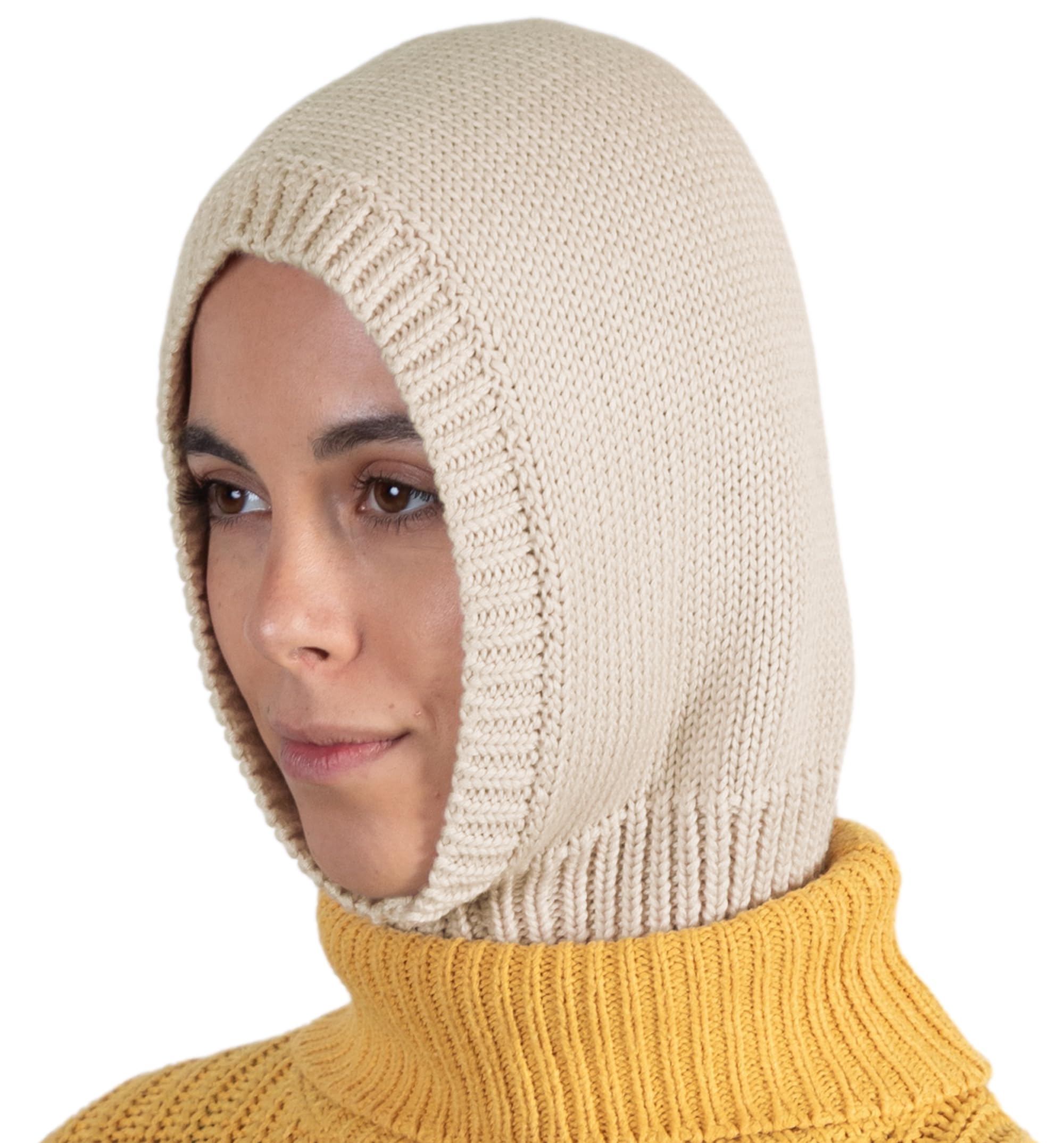 Cream Knit Hooded Scarf Hood for Women Women main image 3