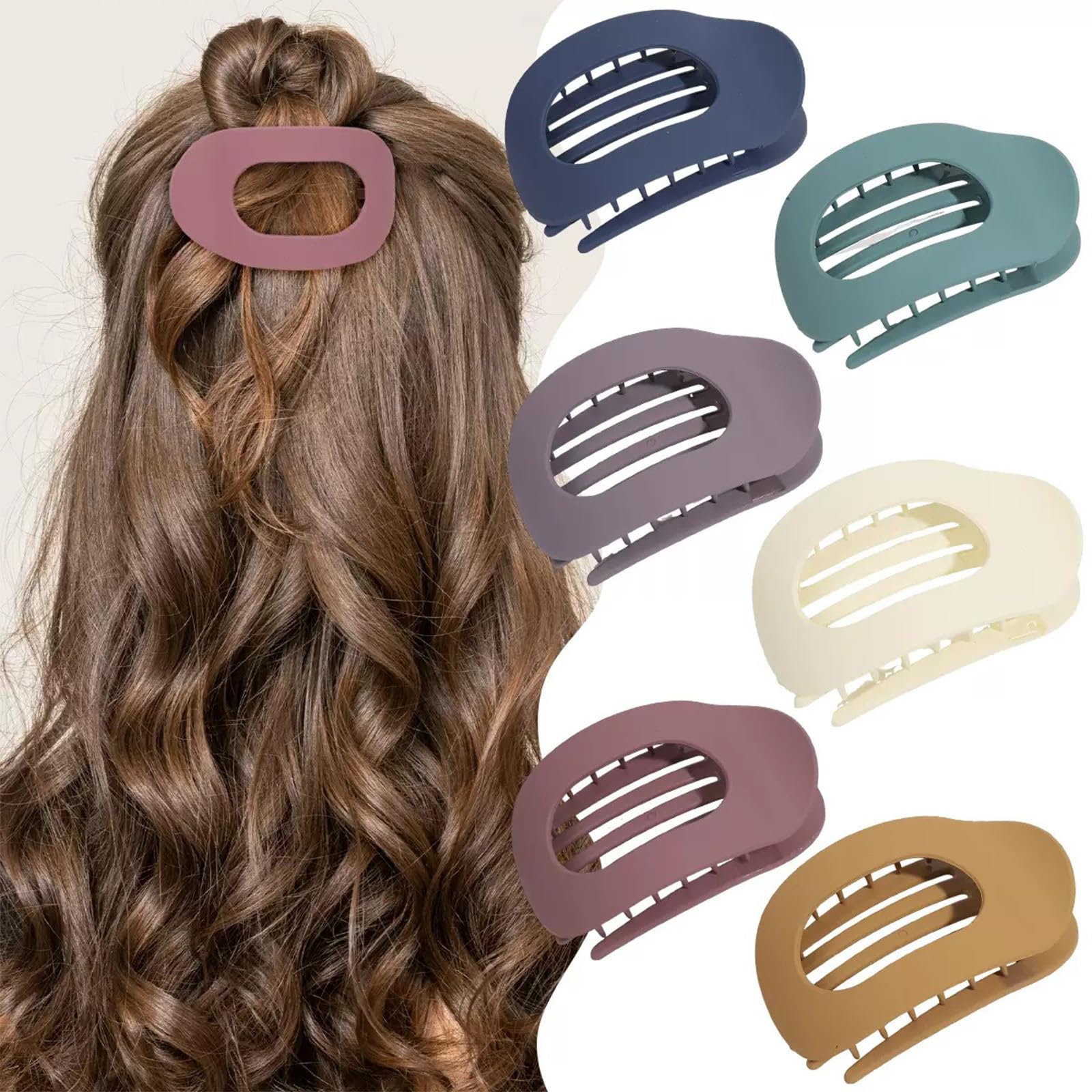 LAOYEFACAI 6 Pieces Hair Clips Flat Hair Claws Hair Claws Secure Hold Hair Clips Inner Teeth Side Hair Clips Strong Hold for Thick Hair